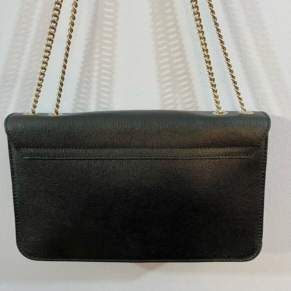 FURLA Metropolis Chain Black Leather Front Plate Logo Small Size Crossbody Bag - Picture 15 of 16